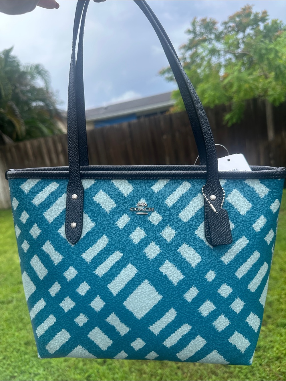 Coach City Zip Tote Wild Plaid Print